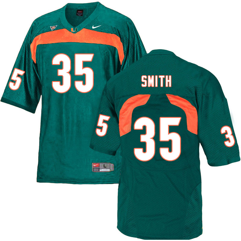 Nike Miami Hurricanes #35 Zac Smith College Football Jerseys Sale-Green